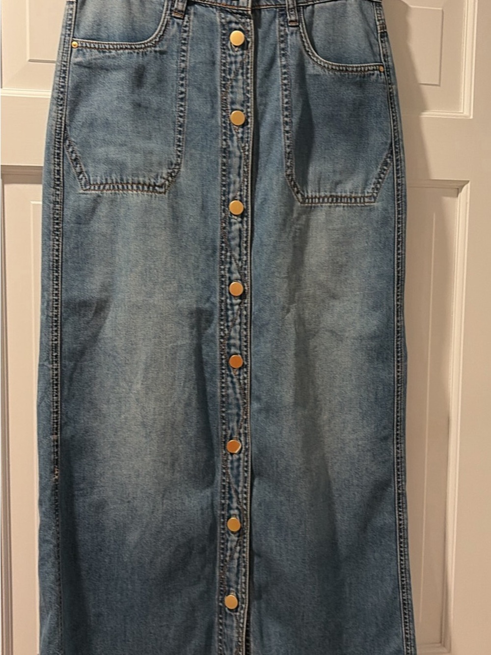 KUT Long Denim Skirt